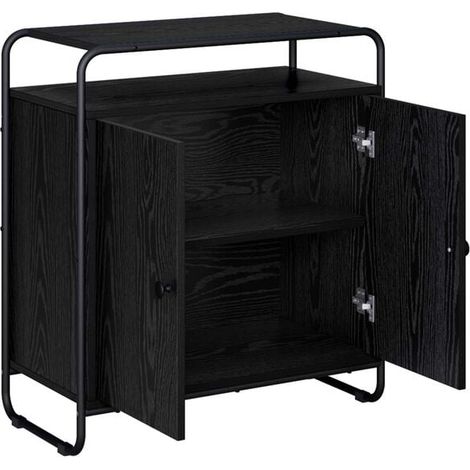 Buffet Bas de Cuisine en Bois d'Ingénierie – Meuble Rangement Style Industriel Noir et Chêne, 68 x 35 x 75 cm, pour Salon, Entrée ou Salle à Manger (1/5)