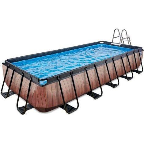EXIT Piscine en bois 540x250x100cm avec pompe à sable - marron (1/5)