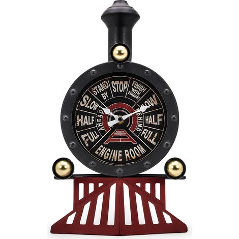 Horloge murale vintage en forme de train pour homme, motif moteur à vapeur, steampunk, décoration murale industrielle (1/5)