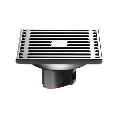 Couvercle de Drain de Vidange Carré en Acier Inoxydable Drain de Sol Droit Anti-Odeur pour Salle de Douche, Carré 100 mm, Noir (1/4)