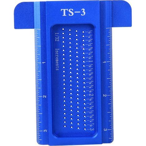 Règle de T de marquage de précision, outil de mesure de travail du bois de mesure de positionnement de trou d'alliage d'aluminium(Bleu),Jauge De Traçage (1/4)