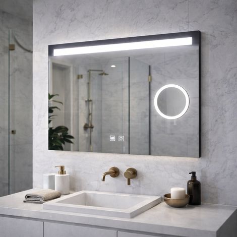 Miroir LED Rectangulaire 65x45 Piano Touch Desembuage Gradable (1/5)