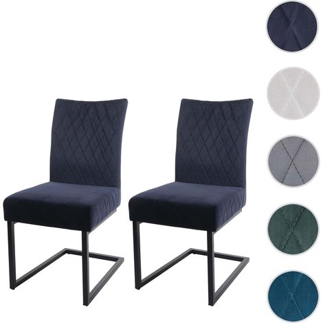 Lot de 2 chaises cantilever HWC-L15 - chaise visiteur chaise de conférence - velours acier époxy - turqoise-bleu (1/5)