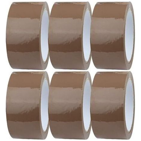 6 x Rouleau de Ruban Adhésif Marron 44mm x 100m Ruban Adhésif d'emballage pour des Boîtes, des Envois, Déménagement Ruban Adhésif Transparent pour Colis & Emballage (1/5)