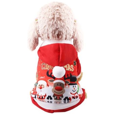 BUNTHAUS Vêtements de chien à capuche de Noël, manteau à capuche pour chien de Noël, manteau d'automne et d'hiver pour animaux de compagnie de Noël (1/5)
