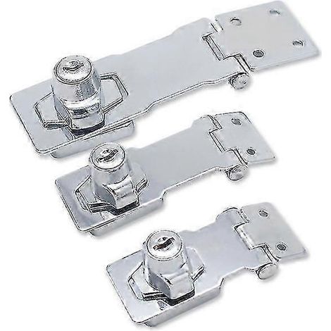 Un ensemble de 3 serrures de porte en métal avec cadenas et clés - quincaillerie chromée compatible avec les portes, les armoires et les meubles. (1/5)