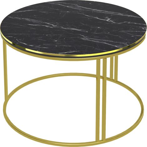 Tavolino rotondo 50 x 80 cm marmo nero oro 030008426