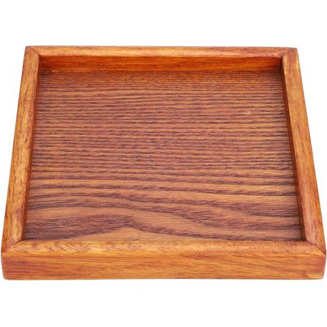 Serviertablett aus Holz, kleiner quadratischer Teeteller aus Holz, Kaffeeteller aus Holz, Snacktablett zum Essen, für Gastgeber (18 x 18 x 2).