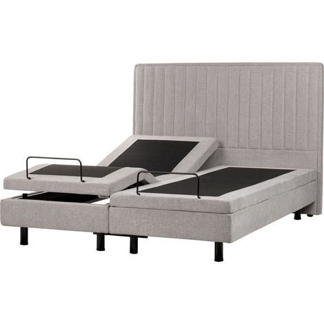 Adjustable Bed Fabric DUKE II 160 x 200 cm (EU King Size) Light Grey (1/5)
