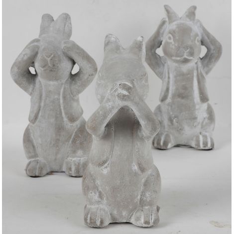 Zement-Dekohase nichts sehen, nichts sagen, nichts hören 7x14cm Dekoration TOP