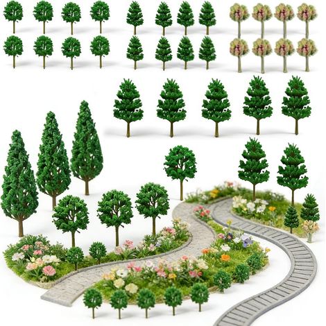 38 Pièces Arbre Maquette, Mini Arbre Artificiel 3-13 cm, Modèle Arbres en Plastique, Idéal pour la Création de Paysages Miniatures, de Décors à Faire Soi Même et de Tables de Sable (1/5)