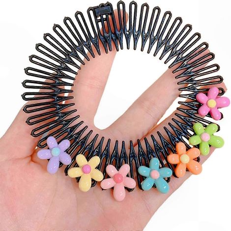 Blumenstirnband mit Kamm für Damen, gewelltes Haaraccessoire aus Kunststoff, rutschfest, elegante Frisur (1/5)