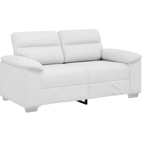 Divano a 2 Posti Sofa Bianco in Similpelle 160x81x84 cm (1/5)