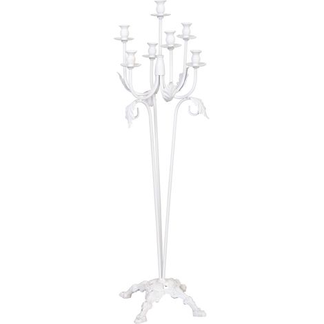 Candelabro de pie de metal envejecido blanco 35x35x110h cm (1/5)