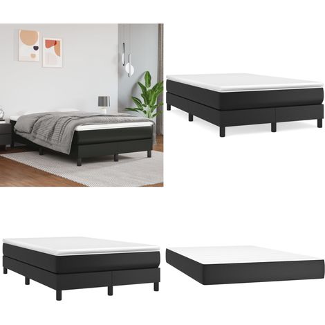 Boxspringbett mit Matratze Schwarz 120x200 cm Kunstleder - Boxspringbett - Doppelbett - Bettenrahmen - Kunstlederbett - Schwarzes Bett - Home & Living (1/5)
