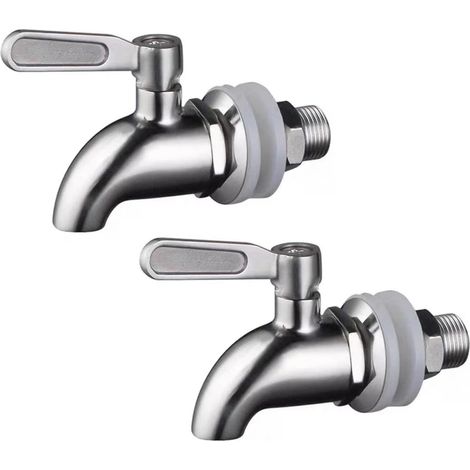 Set aus 2 Getränkespendern aus Edelstahl (16 mm) für heiße und kalte Getränke, für Bierfässer, Gläser und Trinkbrunnen. (1/5)