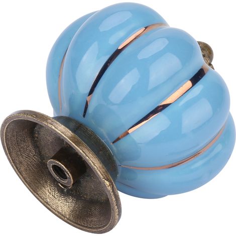 Schubladengriff aus Keramik im europäischen Stil, Kürbismuster für Schlafzimmermöbel (Blau) (1/5)