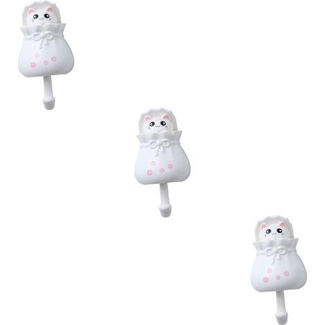 Lot De 3 Élégants En Forme De Chat Sans Trace Pour Clés Porte-manteaux Et Rangement De Cuisine (1/5)