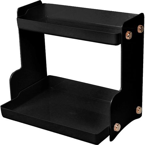 Doppelstöckiges Kosmetikregal, Schreibtisch-Organizer, schwarz-weiß, mehrstufiges Regal, schwarz (1/5)