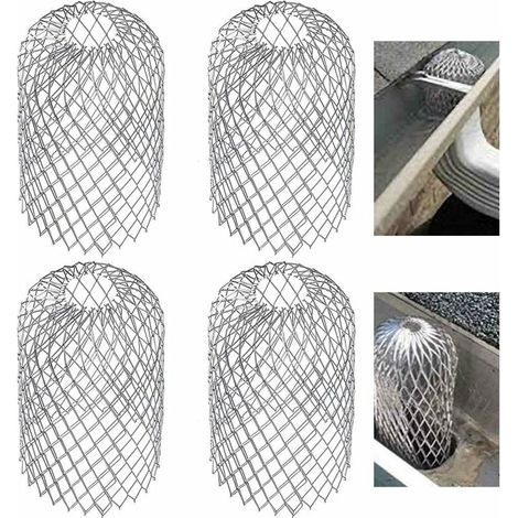 Ensemble de 4 protège-gouttières métalliques, grille de filtration extensible, protections anti-feuilles pour descentes de gouttière (1/5)