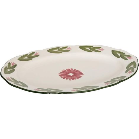 Plat de Présentation en Porcelaine "Mona" 33cm Vert (1/3)