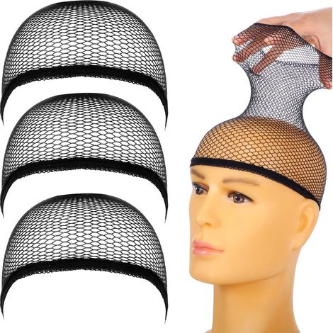 Bonnet filet pour perruque, lot de 12 calottes en nylon noir, coiffe en dentelle ultra-fine, filet à cheveux naturel, maintien invisible, bonnet élastique ajustable (1/5)