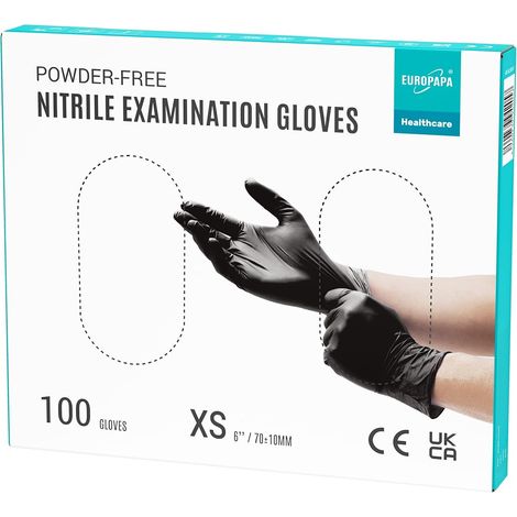 Boîte de 100 gants jetables en nitrile - Gants d'examen - Non poudrés/stériles - Sans latex (1/5)