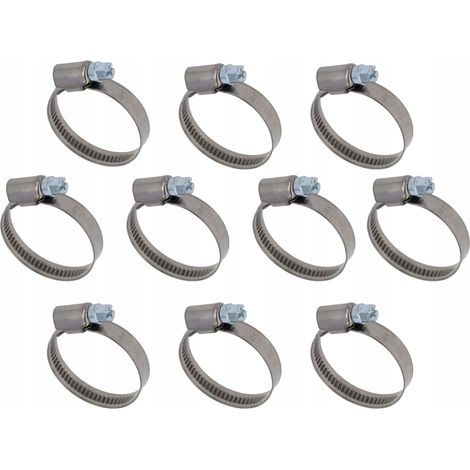 10 abrazaderas de tornillo sin fin de 16-25 mm, clase W2, acero inoxidable (acero semiinoxidable), 9 mm de ancho (1/5)