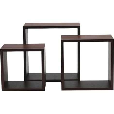 King Home SET 3 PZ (cm 25x25x16 + 30x30x16 + 35x35x16) MENSOLA SQUADRATA IN MDF WENGE CARTONE DA 2 PEZZI (1/4)