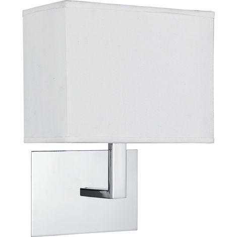 Applique chrome, abat-jour rectangulaire blanc en tissu acier doux chromé (1/3)