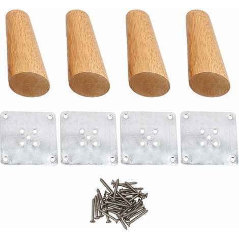 12cm Hauteur Bois Couleur Oblique Tapered Reliable Bois Armoires De Meubles Jambes Canapé Pieds Paquet De 4 (1/5)
