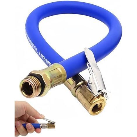 1 kit d'extension de valve,37 cm pompe à air pour chambre air,tuyau gonflage pneu,adaptateur universel valve voiture,adapté aux compresseurs voiture,de vélo et moto, bleu - (1/5)