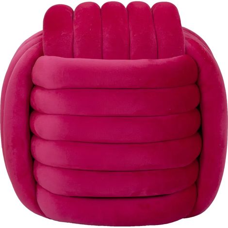 Pouf in Velluto Fucsia Quadrato Elegante per Salotto Camera da Letto