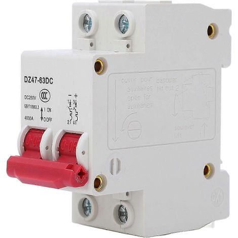 Disjoncteur bipolaire photovoltaïque 250 V 4000 A CC, compatible avec les applications domotiques et bureautiques (WHBYV). (1/4)