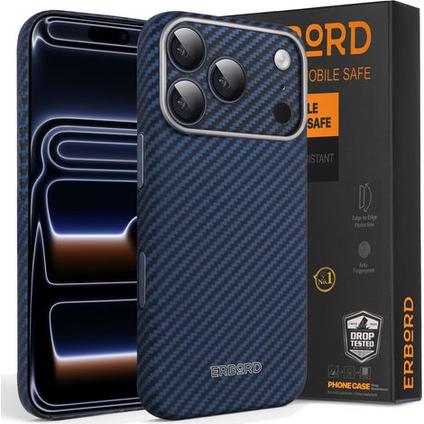 Coque pour iPhone 17 Pro, entièrement en Kevlar, compatible MagSafe, bleue (1/5)