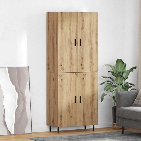 Highboard 2 pcs Artisan-Eiche Engineered Wood und Glas