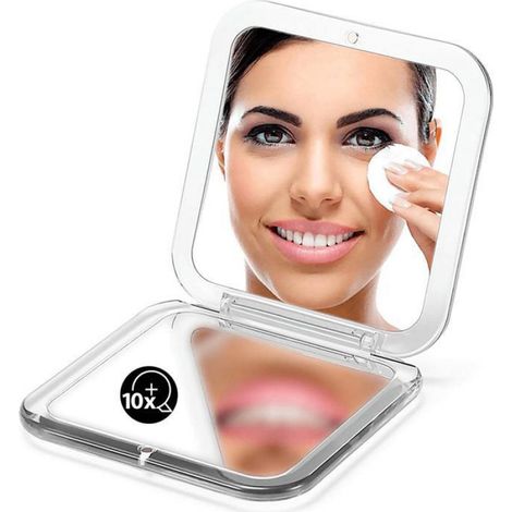 Miroir de poche - Miroir de voyage - Miroir de maquillage - Miroir de poche grossissant x15 - 8,5 x 8,5 cm - Pratique - Carr (1/4)