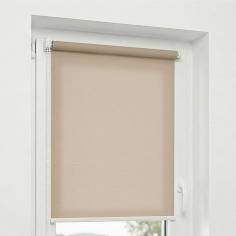 Estika - Store enrouleur sans perçage - 70x150 cm - Beige foncé - Protection solaire pour fentres intérieures - Tissu semi-transparent - Fixation Klemmfix (1/5)