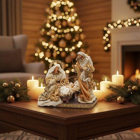EDG Enzo De Gasperi Statuetta Natalizia Natività con Base H 40 Cm Hazelnut (1/5)