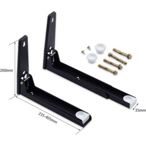 2 Pièces Support Micro Onde, Acier Inoxydable, Pliable, Extensible, Mural avec Vis, Cuisine (1/2)