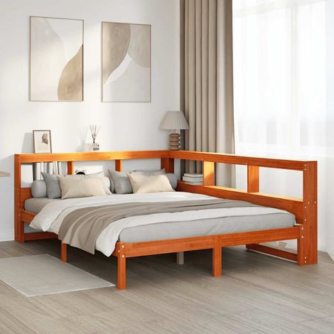 Bookcase Bed without Mattress Wax Brown 150x200 cm Solid Wood Pine vidaXL (1/5)