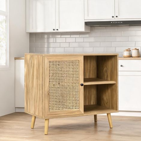 Buffet bois naturel en panneaux de particules 80 x 39 x 70 cm (1/5)