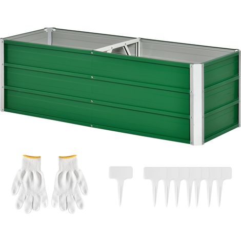 Fioriera da Giardino Senza Fondo con 2 Aree di Coltivazione 125x47x40 cm in Acciaio Verde (1/5)