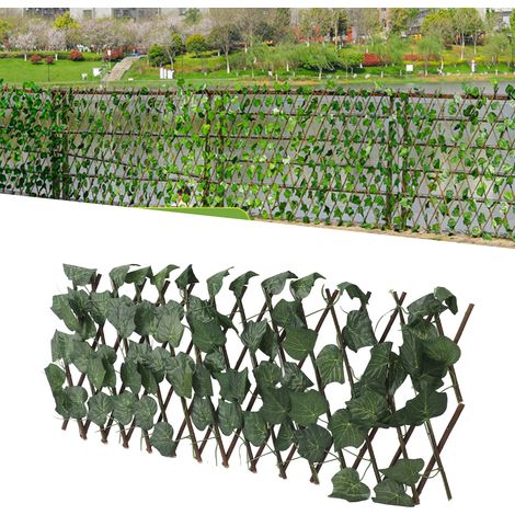 Clôture artificielle, filet de clôture rétractable, décoration de jardin en bois pour balcon, haie de feuillage, brise-vue pour cour, plante artificielle, grandes feuilles de vigne (1/5)