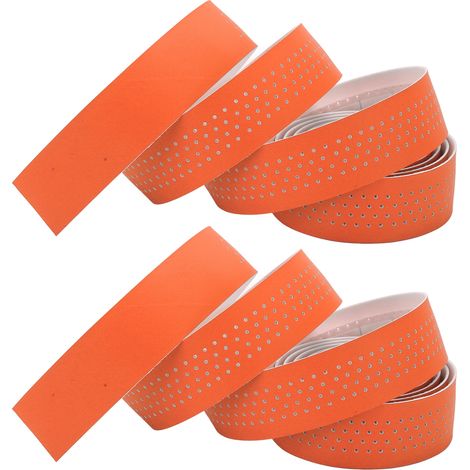 Ruban de guidon vélo route antidérapant orange, avec embouts, pour adhérence et confort. (1/5)