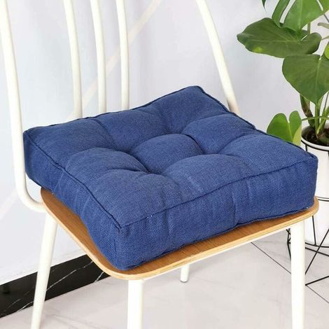Coussins épais pour assise de chaise, coussins moelleux pour chaises de salle à manger, coussins pour chaises d'intérieur et d'extérieur pour jardin, bureau à domicile (45x45cm, bleu) (1/5)