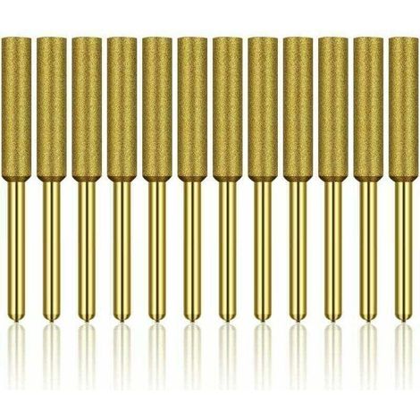 Lot de 12 affûteuses de tronçonneuse diamantées, meules à revêtement en titane haute dureté, meules, embouts de pierre pour affûteuse de tronçonneuse, 3/16 pouces 4,8 mm H122 Derrui (1/4)
