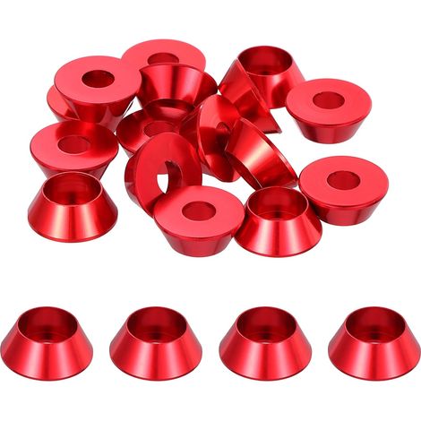 20 Pièces Rondelles à Tête Fraisée, Rondelles de Tasse M5 x 14 mm, Rondelle Fraisée, Rondelle Boulon En Aluminium Pour vis à tête, tige filetée, Accessoires Mécaniques, Rouge (1/5)