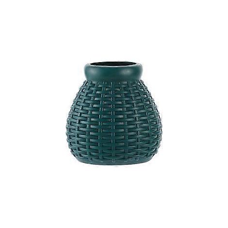 Vase en plastique, pot pour compositions florales sèches et humides, décoration florale, vase imitation rotin 5,77,610cm (bleu).
