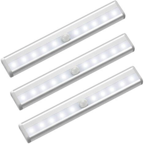 3 Pack Motion Sensor LED Cabinet Lights, 10pcs Wireless LED Spot Lights, LED Cabinet Lights, Battery Powered LED Lighting with Magnetic Strips, Night Light for Kids, E (1/3)